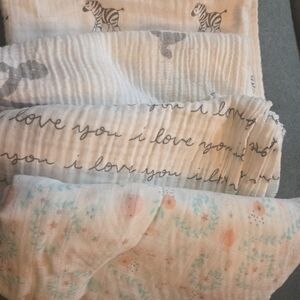 Angel Dear Zebra and Floral Muslin Blankets